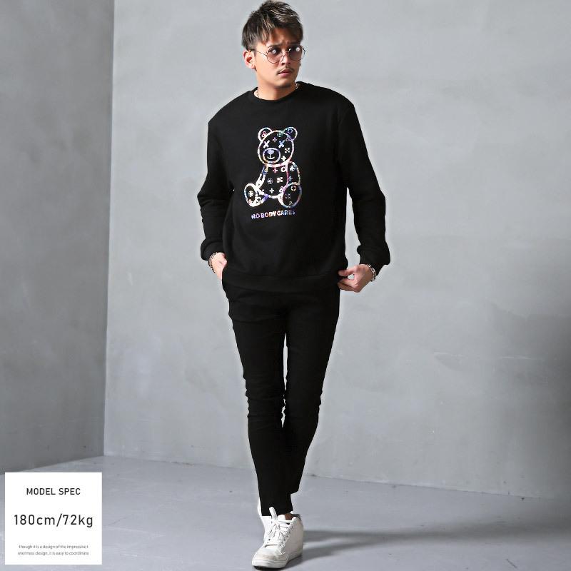 トレーナー メンズ トップス 韓国 韓国系 クルーネック 裏起毛 プリント クマ テディベア スウェット 白 黒 1247 Clothes Unit 通販 Yahoo ショッピング