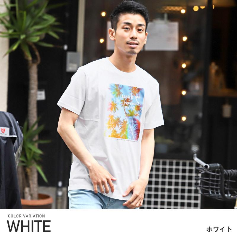 Tシャツ メンズ トップス 韓国 韓国系 サーフ ビーチ プリント ロゴ