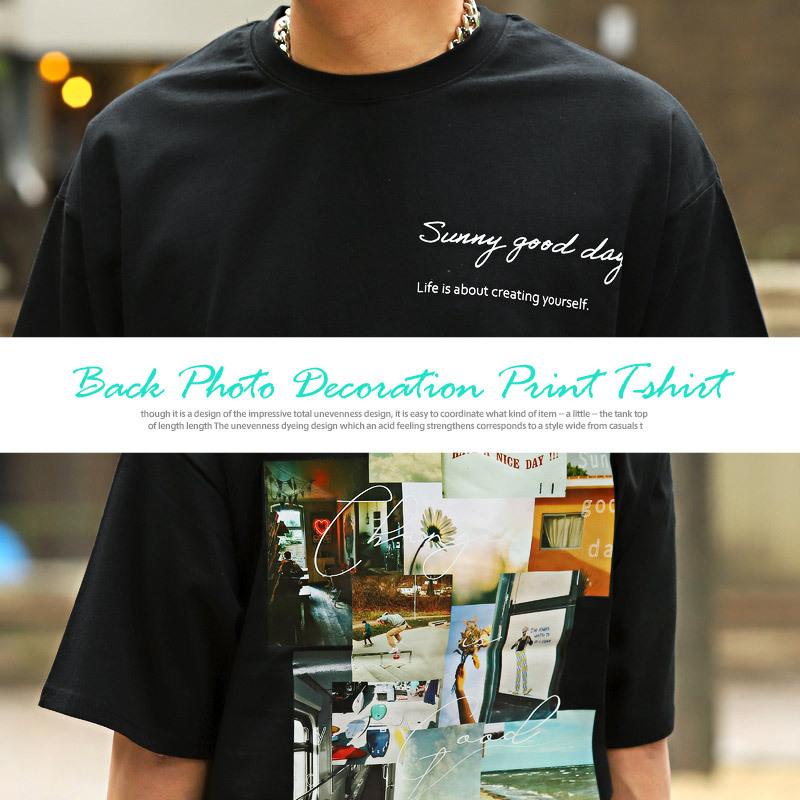 Tシャツ メンズ トップス 韓国 韓国系 ストリート コラージュ ロゴ