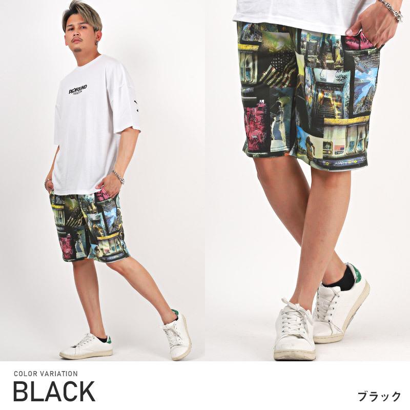 ショートパンツ メンズ ボトムス サーフ スウェット フォト コラージュ イージー aa1601CLOTHES UNIT 通販