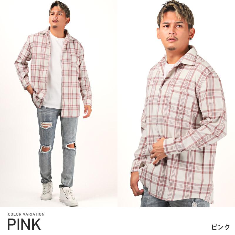 メンズ チェック柄シャツ カジュアル ビッグシルエット K00378 Shoowtime シャツ オーバーサイズビッグシルエットカジュアル