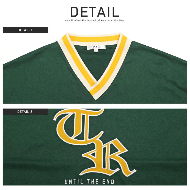 ロンT メンズ 長袖Tシャツ トップス Vネック カレッジロゴ 刺繍 ルーズ ストリート |  | 13