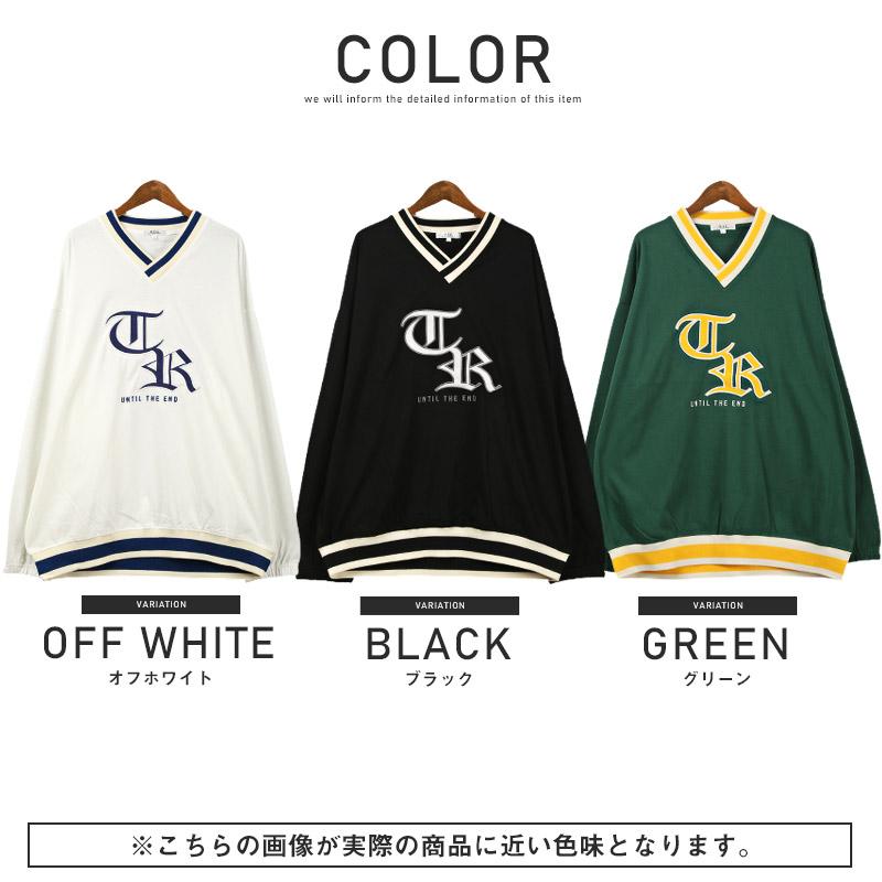 ロンT メンズ 長袖Tシャツ トップス Vネック カレッジロゴ 刺繍 ルーズ ストリート |  | 04