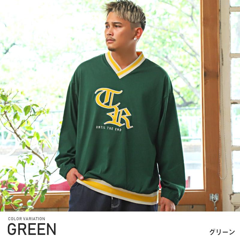 ロンT メンズ 長袖Tシャツ トップス Vネック カレッジロゴ 刺繍 ルーズ ストリート |  | 07