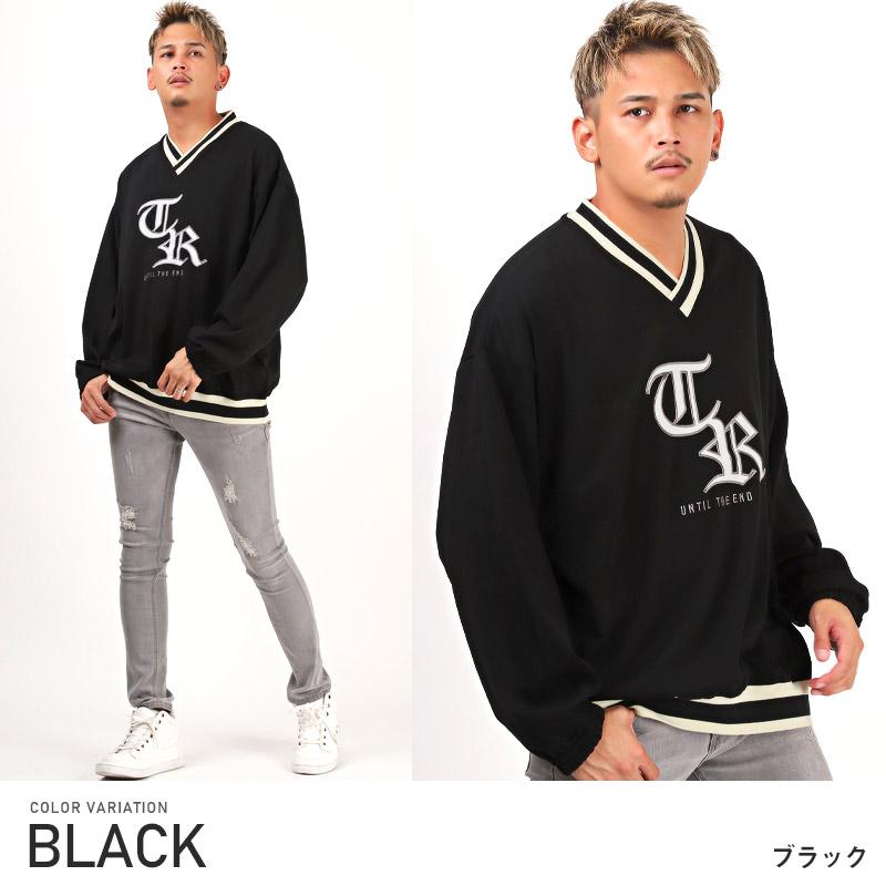 ロンT メンズ 長袖Tシャツ トップス Vネック カレッジロゴ 刺繍 ルーズ ストリート |  | 10