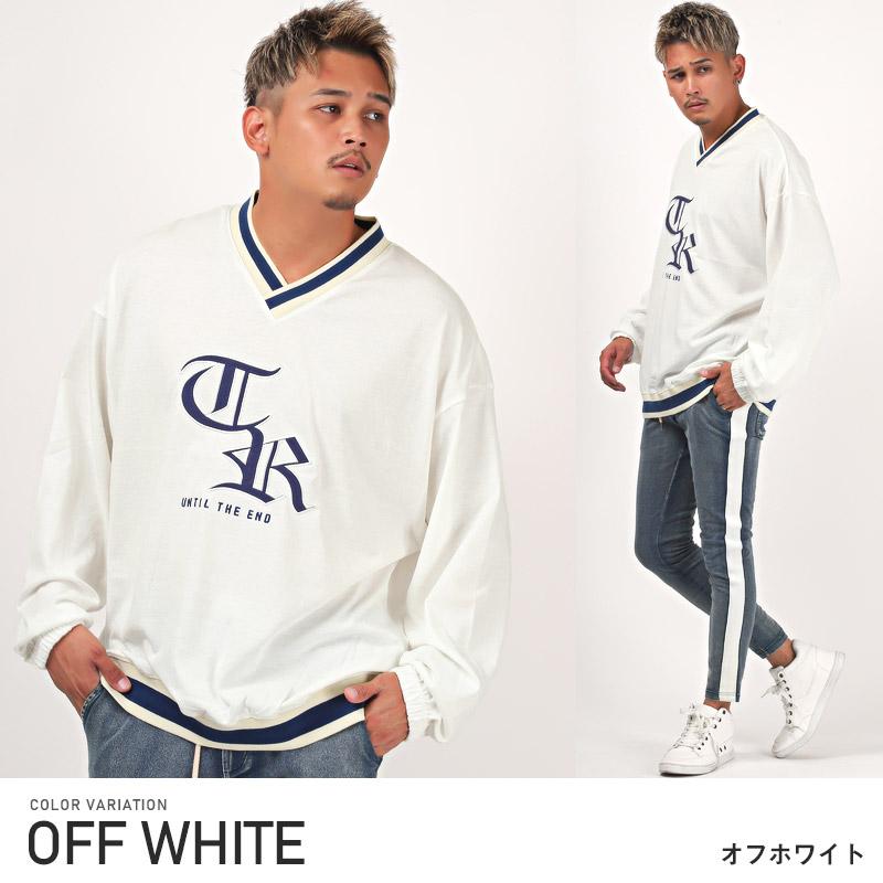 ロンT メンズ 長袖Tシャツ トップス Vネック カレッジロゴ 刺繍 ルーズ ストリート |  | 11