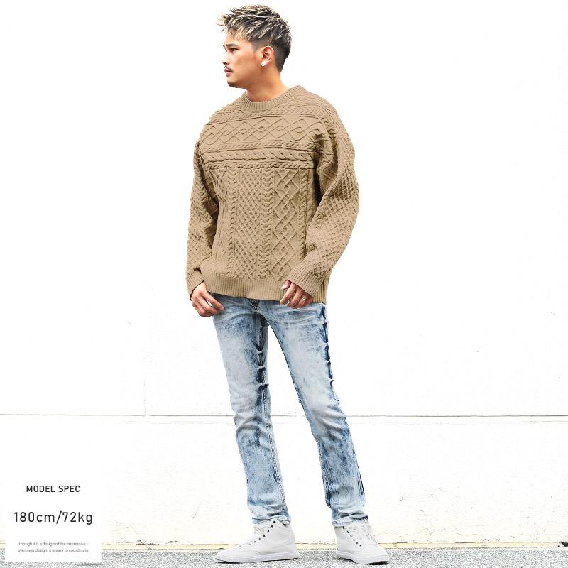 セール 送料無料 ニット メンズ セーター トップス クルーネック 無地 ルーズ 大人 |  | 08