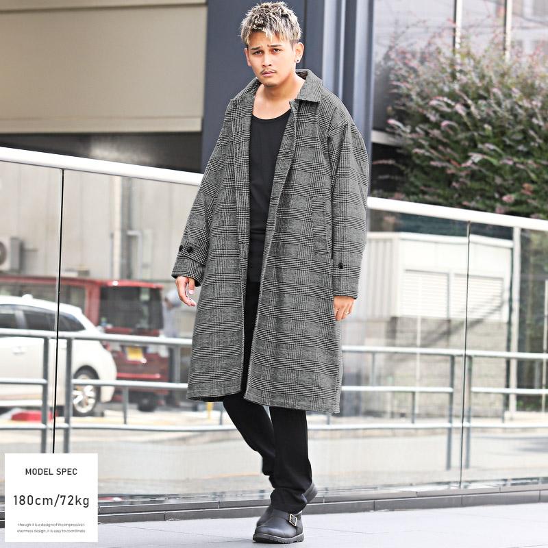 セール ▲送料無料▲ ステンカラーコート メンズ アウター ウール ロング丈 チェック 無地 |  | 07