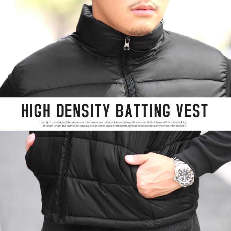 中綿ベスト メンズ アウター ダウンタッチ 高密度 ナイロン 暖か スタンドカラー |  | 09