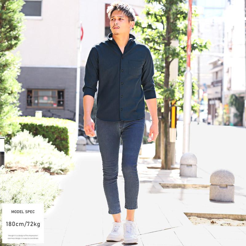 イタリアンカラーシャツ メンズ トップス 7分袖シャツ オックスフォード 無地 大人 |  | 12