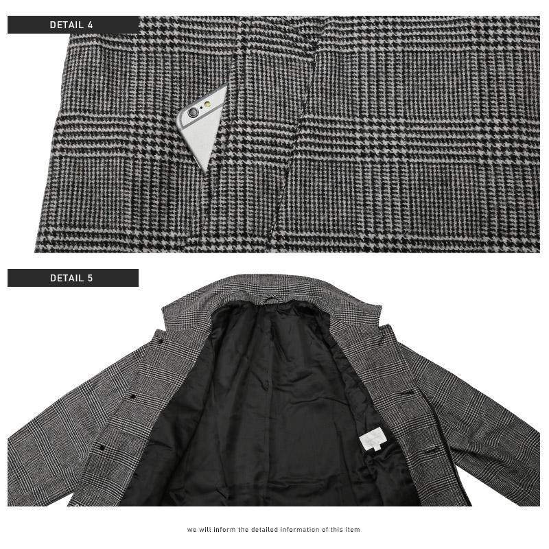 セール ▲送料無料▲ ステンカラーコート メンズ アウター ウール混 ウールコート チェック |  | 09