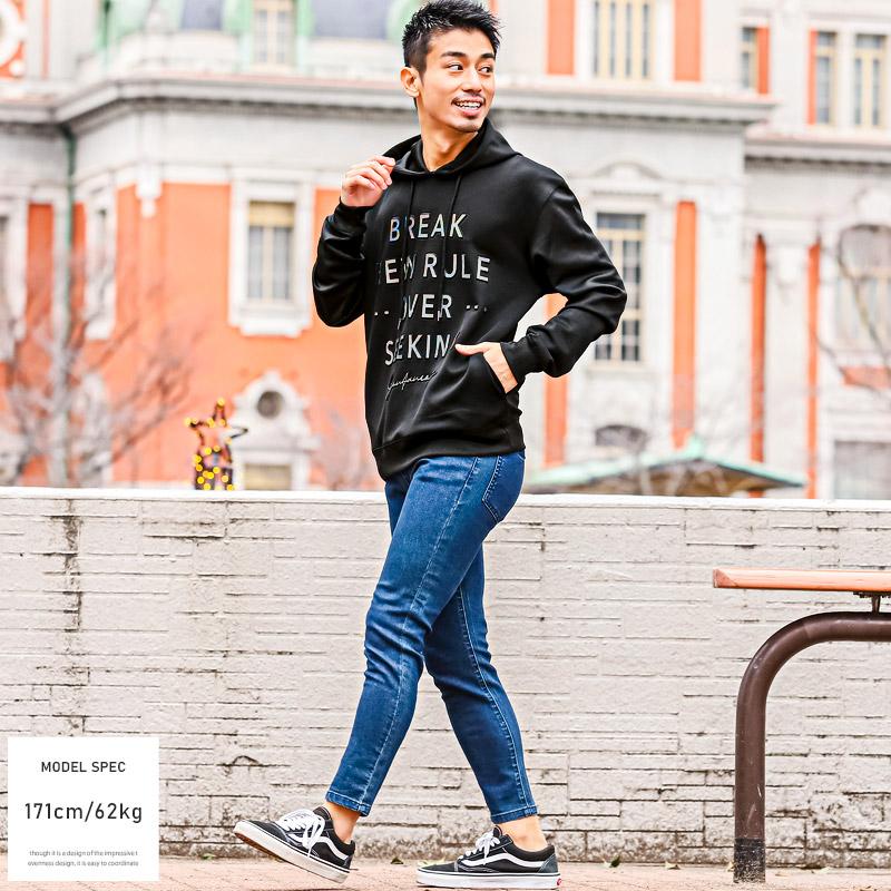 セール パーカー メンズ トップス プリント ロゴ エンボス 箔 ストレッチ プルオーバー |  | 05