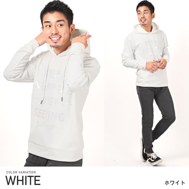 セール パーカー メンズ トップス プリント ロゴ エンボス 箔 ストレッチ プルオーバー |  | 07