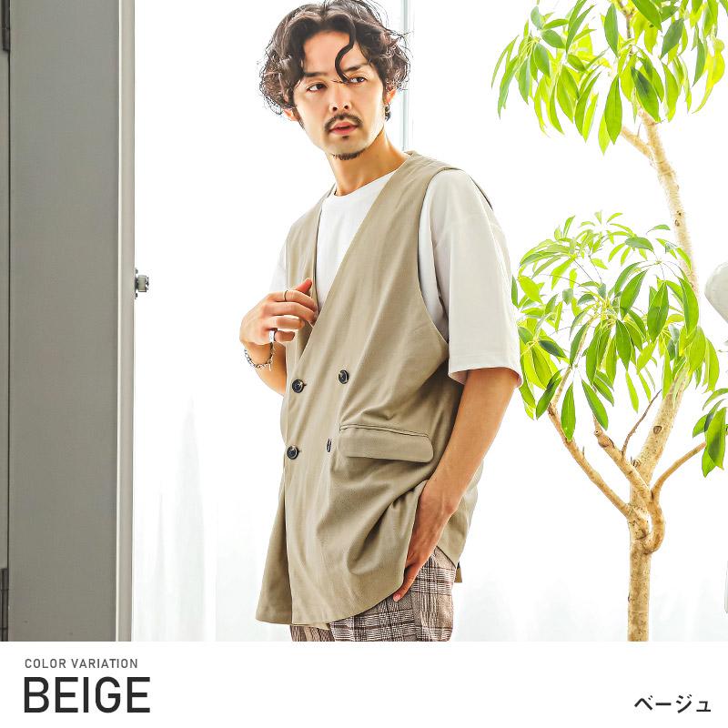 セール ジレ ベスト メンズ トップス スウェード ダブル ロング丈 無地 |  | 04