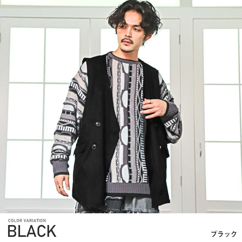セール ジレ ベスト メンズ トップス スウェード ダブル ロング丈 無地 |  | 06