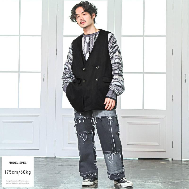 セール ジレ ベスト メンズ トップス スウェード ダブル ロング丈 無地 |  | 07