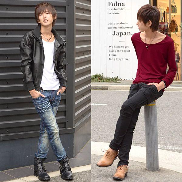 平成　カットソー　お兄系　V系 Tシャツ メンズ 長袖Tシャツ 無地 カットソー シンプル お兄系 V系