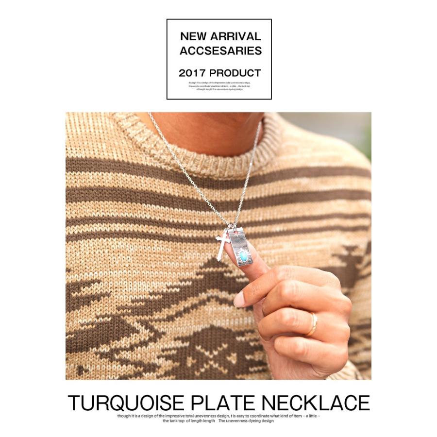 ▲メール便対象▲ ネックレス メンズ ペンダント ターコイズ クロス アクセサリー アクセ ネイティブ シルバー |  | 01