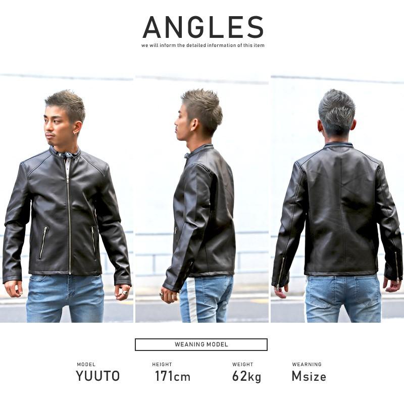 ライダースジャケット メンズ シングル フェイクレザー 革ジャン