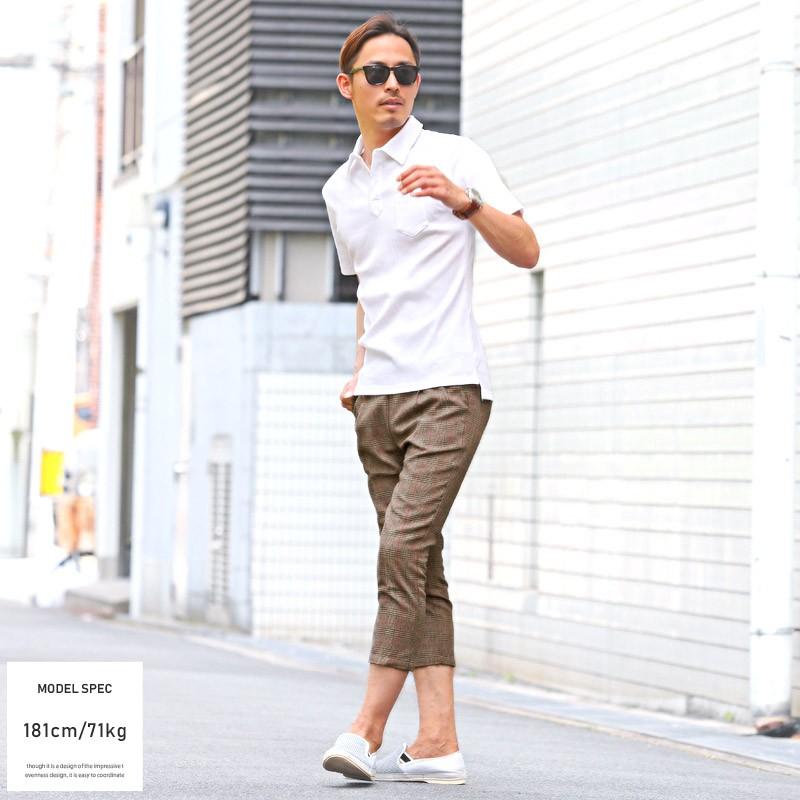 クロップドパンツ メンズ グレンチェック テーパード 7分丈 チェック 総柄 ビター系 Pm 74 Clothes Unit 通販 Yahoo ショッピング