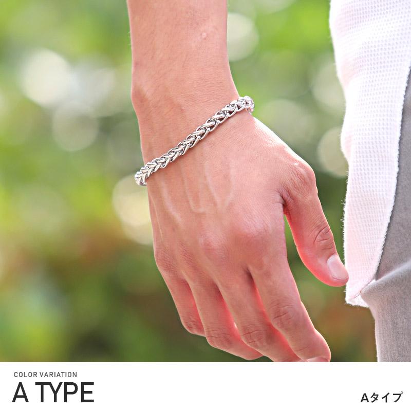 ▲メール便対象▲ ブレスレット メンズ チェーン ステンレス アクセサリー 喜平 フォックステール 大人 |  | 06