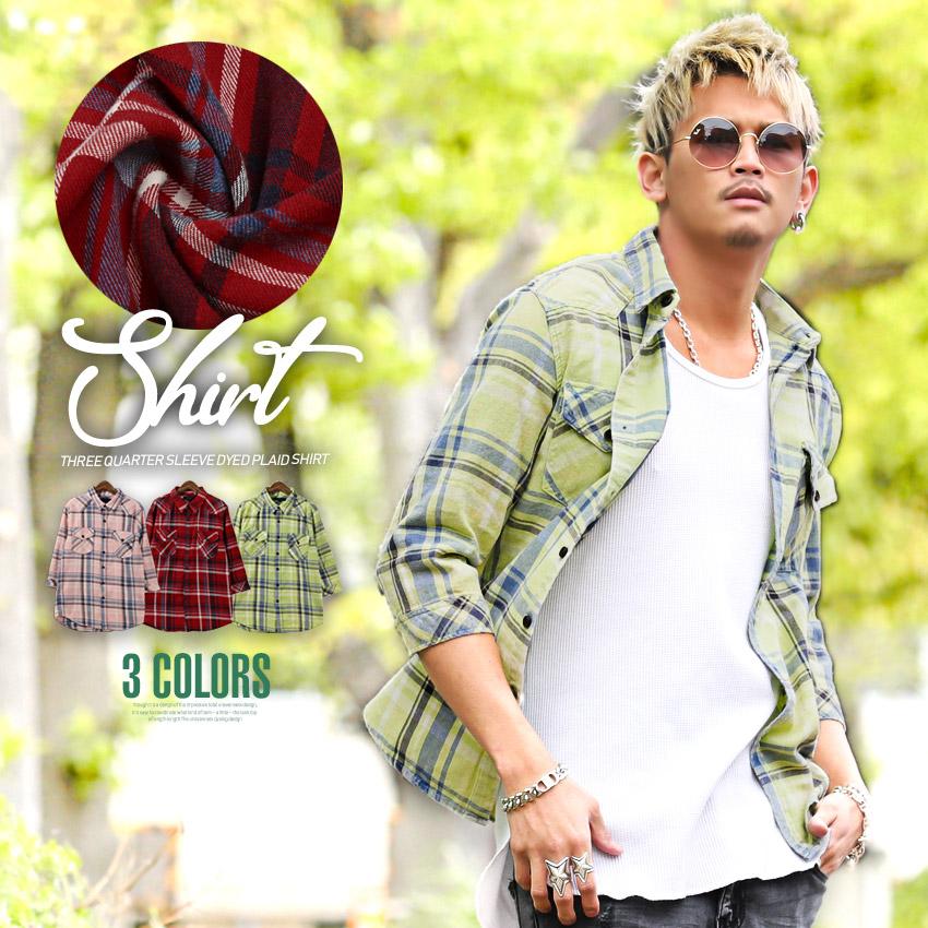 シャツ メンズ 7分袖 チェック柄 総柄 ウエスタンシャツ チェックシャツ アメカジ ビター系 Pm 9557 Clothes Unit 通販 Yahoo ショッピング