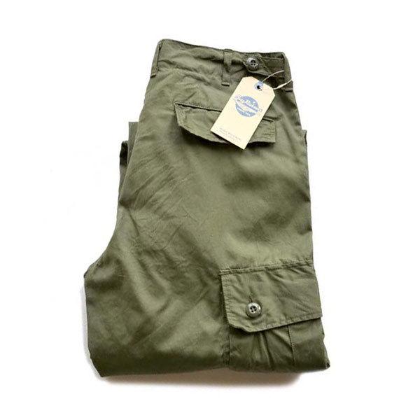 バズリクソンズ BUZZRICKSON'S カーゴパンツ ミリタリーパンツ・BR40927 TROUSERS,MEN'S,COTTON WIND RESISTANT POPLIN,OLIVE GREEN ARMY SHADE 107｜clothingstorespirits