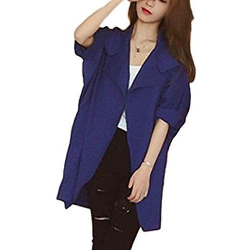 レディースファッション ゴッホ 星月夜 ニブンノイチスタイル トレンチ ハーフ コート シングル ウーマン ボタン なし 秋 春 レディース ブルー L Pwqkbjpk0q Blueconcept Fr