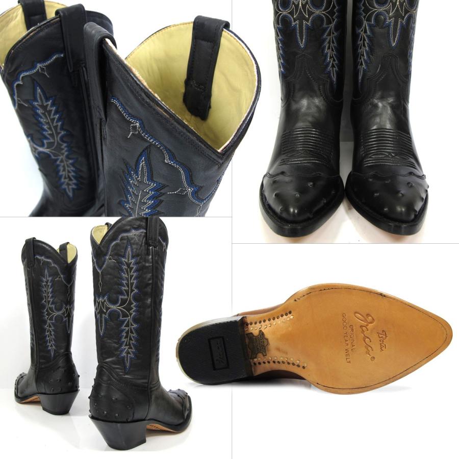 並行輸入品】ハカ ウエスタンブーツ カウボーイ ブラック 黒 グレース