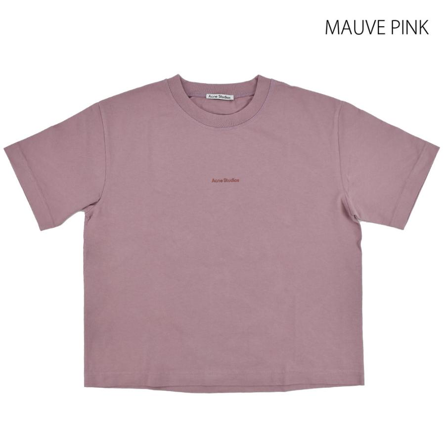 アクネストゥディオズ ロゴTシャツ レディース カットソー クルーネック 半袖 オレンジ ピンク Acne Studios T-SHIRT【送料無料】