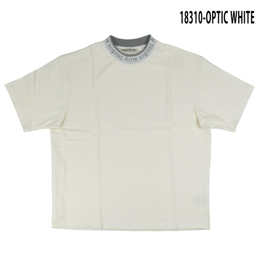 アクネストゥディオズ ネックTシャツ カットソー ロゴクルー 半袖 ブラック ホワイト メンズ｜cloudshoe｜02