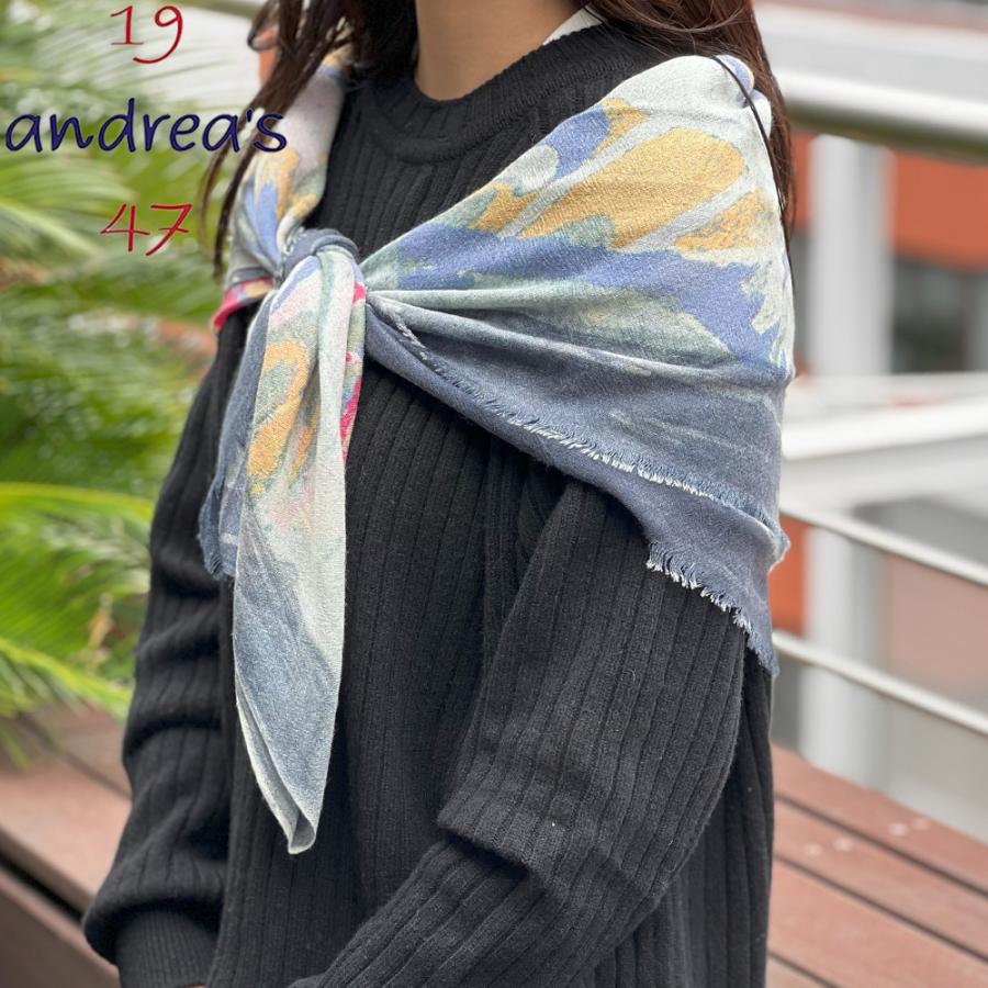 アンドレアズ 19 andrea's 47 ストール カシミヤ シルク ブルー 商品の