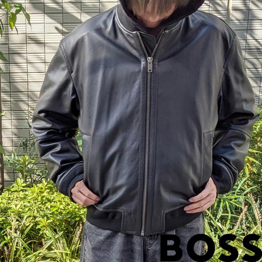 ボス BOSS レザージャケット メンズ ブルゾン レギュラーフィットジャケット テクスチャードレザー ラムレザー ブラック 黒 JOBRICE BOMBER JACKET【送料無料】 並行輸入品】ボス BOSS レザージャケット メンズ ブルゾン レギュラー