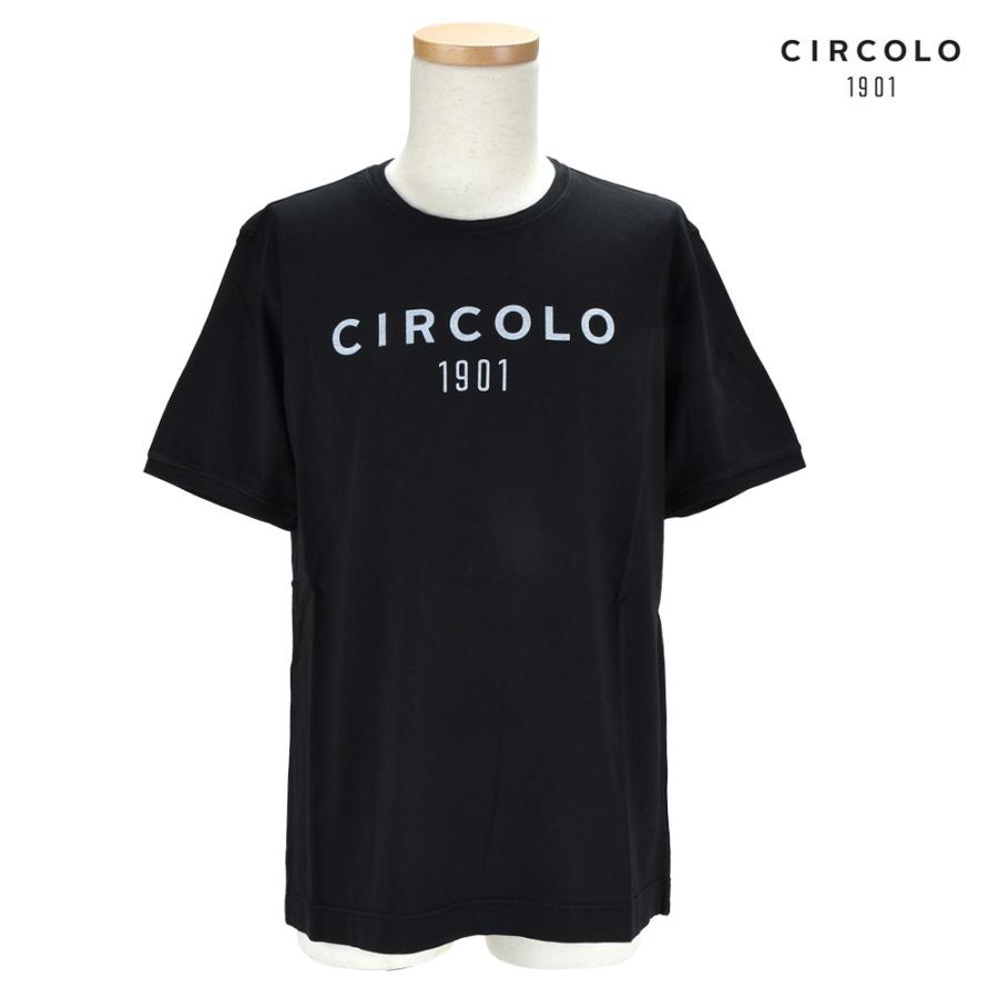 チルコロ 1901 Tシャツ トップス 半袖 CN1379 LAVAGNA ブラック メンズ CIRCOLO1901｜cloudshoe