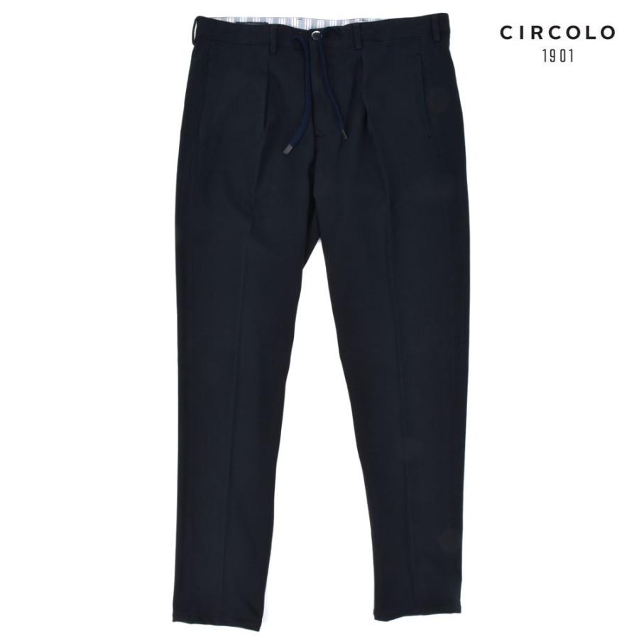 チルコロ 1901 トラウザー イージー パンツ ジップフライ ネイビー メンズ  紺色 CIRCOLO1901 CN2179 930 PANT COULISSE PIQUET NOTTE NAVY｜cloudshoe