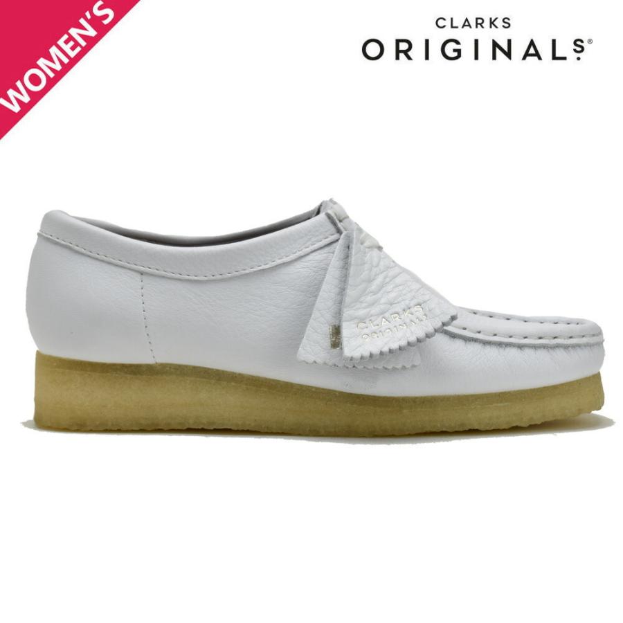 最終　Clarks ホワイト モカシン 靴ひも付き 最終Clarks ホワイト モカシン 靴ひも付き