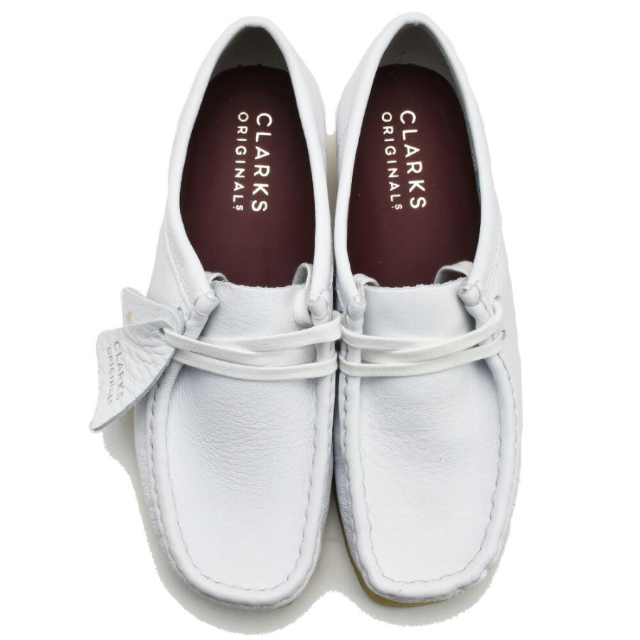 最終Clarks ホワイト モカシン 靴ひも付き