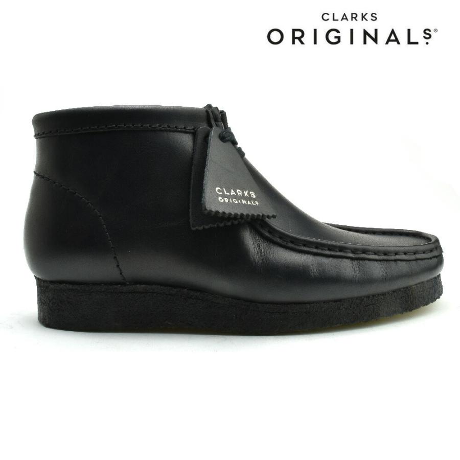 クラークス オリジナルス ワラビーブーツ レザー ブラック 黒 クレープソール CLARKS ORIGINALS WALLABEE BOOT メンズ｜cloudshoe