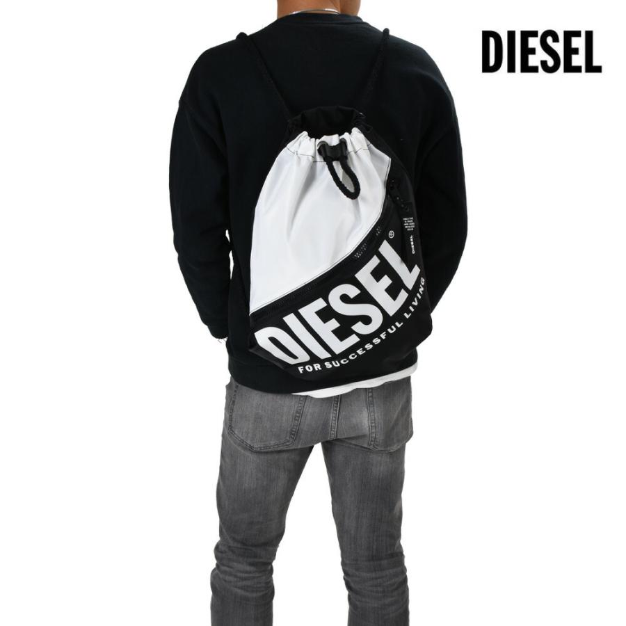 DIESEL ディーゼル ☆ナイロン×デニム 巾着 リュック ブラック DIESEL（ディーゼル）の「ユニセックス ナイロン モノグラム