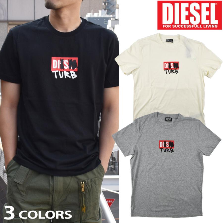 ディーゼル ボックスロゴTシャツ カットソー 半袖 クルーネック ブラック ホワイト グレー T-DIEGOS-B10 メンズ DIESEL｜cloudshoe