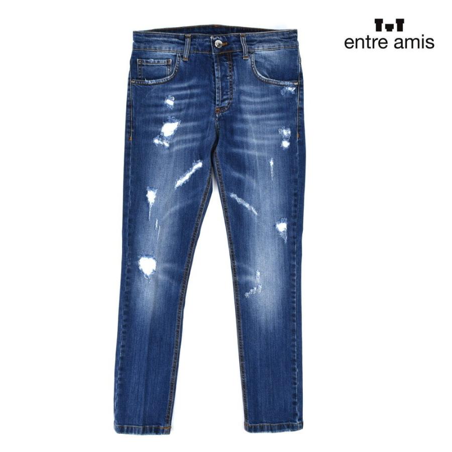 ENTRE AMIS アントレアミ デニムパンツ ジーンズ ダメージ加工 ボタン 