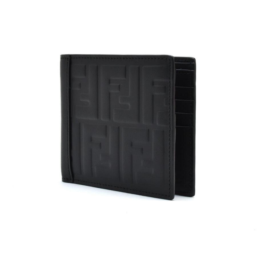 FENDI エフィズ フェンディ二つ折り財布 コンパクトウォレット　本革ブラック FENDI フェンディ 二つ折り財布 メンズ 財布 バッグ バグズ アイ