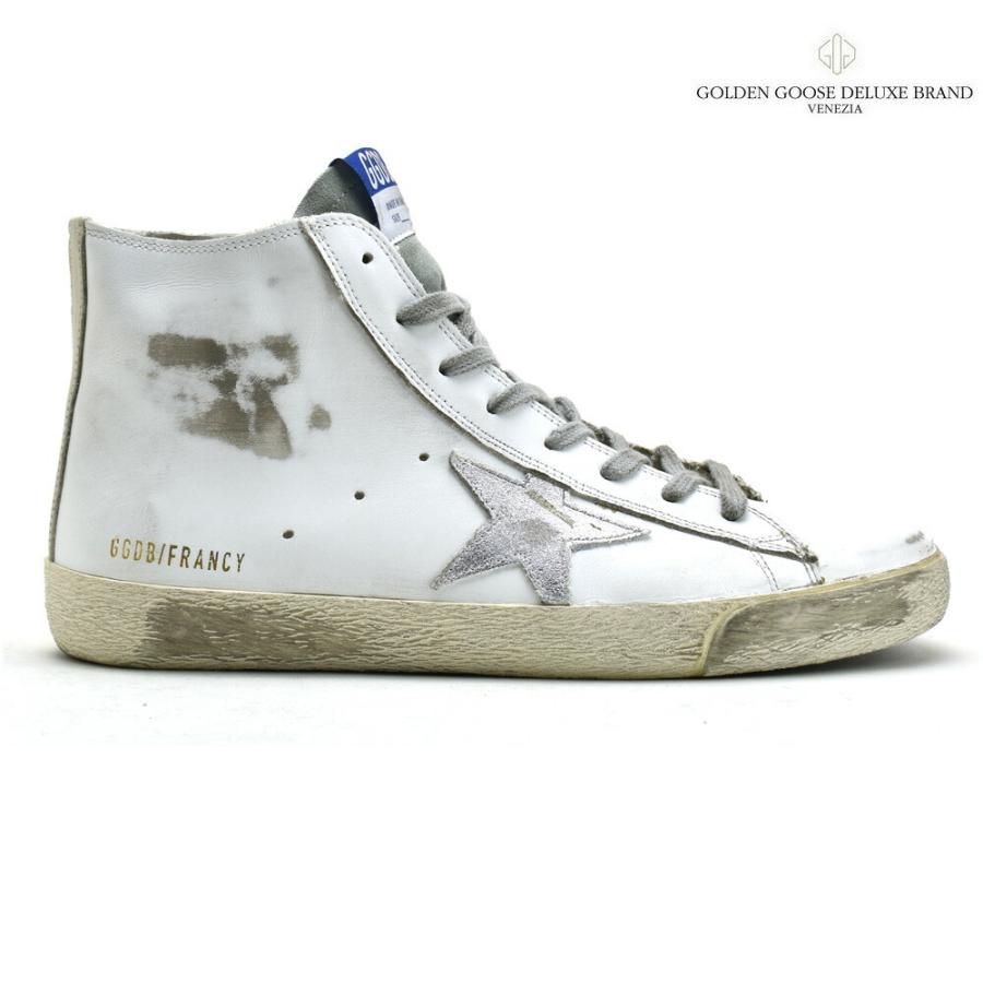 ゴールデングース ハイカットスニーカー フランシー レザー ダメージ加工 ホワイト 白 FRANCY メンズ GOLDEN GOOSE :gg-gmf0011310274:クラウドシュー