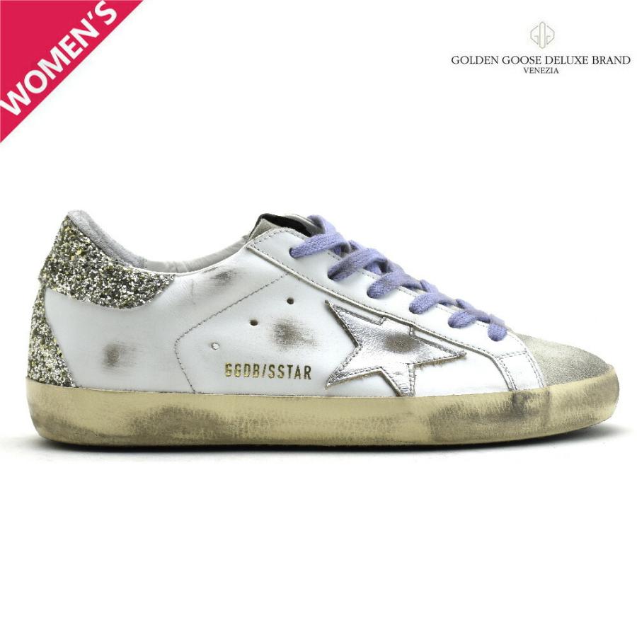 ゴールデングース スニーカー スーパースター レザー ダメージ加工 ホワイト シルバー 白 SUPER STAR CLASSIC WITH LIST レディース GOLDEN GOOSE｜cloudshoe