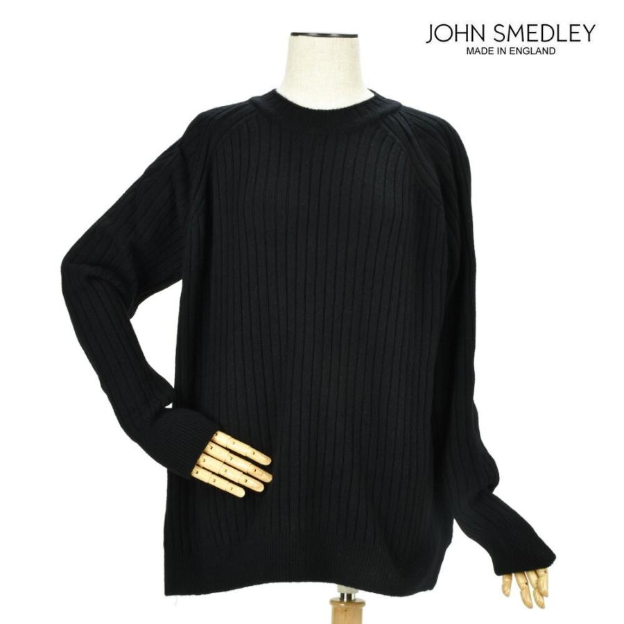 ジョンスメドレー ニット セーター カシミヤ混 長袖ラウンドネック リブ ブラック レディース JOHN SMEDLEY BALEY BLACK