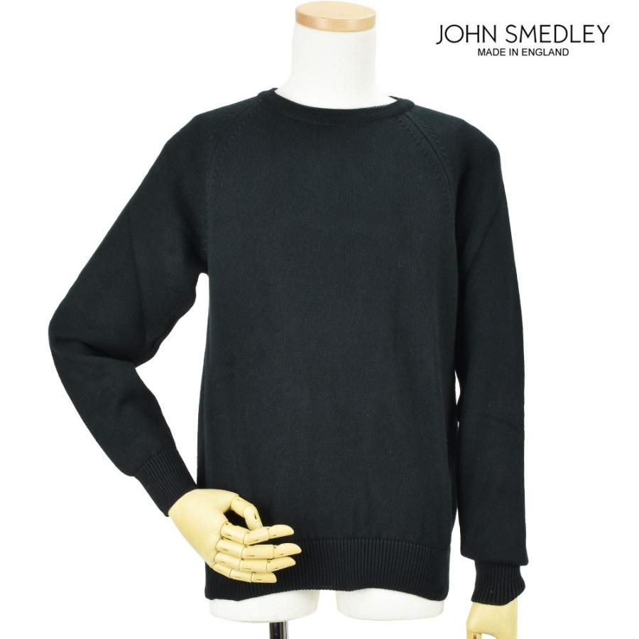 ジョンスメドレー ニットセーター クルーネック ロングスリーブ ブラック メンズ JOHN SMEDLEY STODDART 黒 BLACK｜cloudshoe