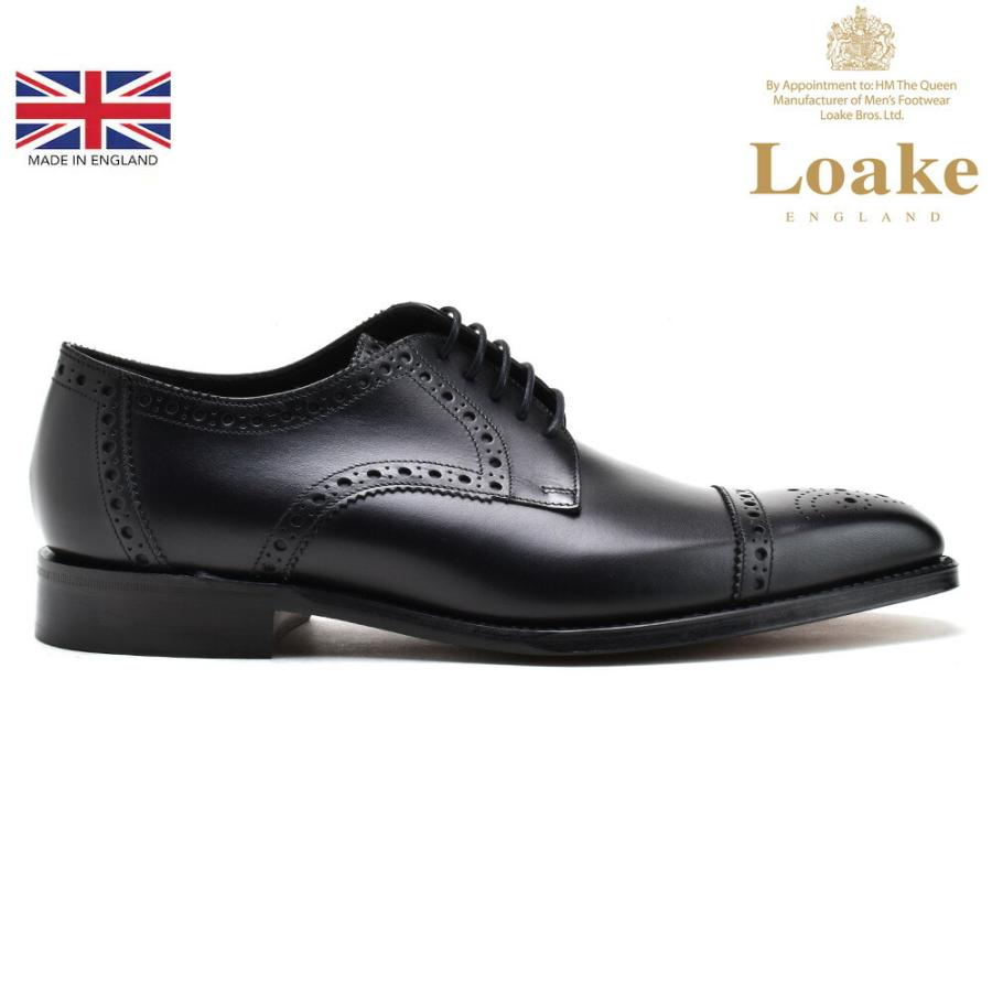 ローク ビジネスシューズ メンズ 革靴 紳士靴 ドレス セミブローグ ストレートチップ ブラック 黒 LOAKE｜cloudshoe