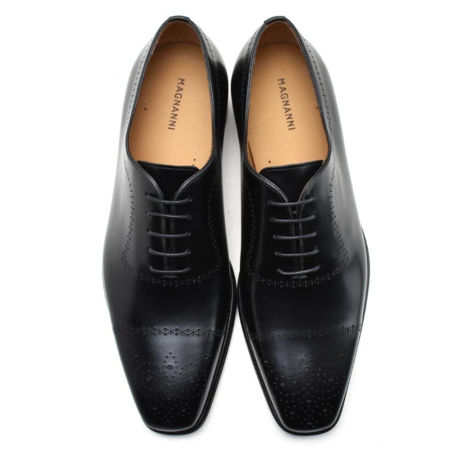 MAGNANNI マグナーニ【27.5】本革 革靴 ストレートチップ ブラック マグナーニ / MAGNANNI 斜め切り替えストレートチップ スペイン