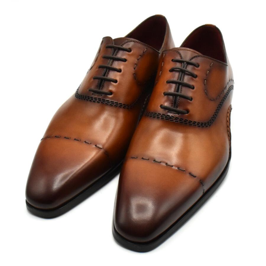【並行輸入品】マグナーニ MAGNANNI ドレスシューズ メンズ ビジネスシューズ ダブルオパンカ ステッチキャップトウ オックスフォード 革靴 ブラウン 23127の画像