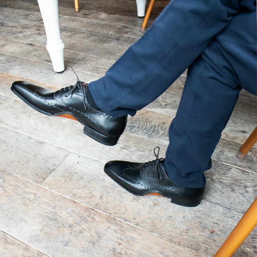 【並行輸入品】マグナーニ MAGNANNI ドレスシューズ メンズ ビジネスシューズ ダブルオパンカ ステッチウイングチップ ブラック ブラウン 25470の画像